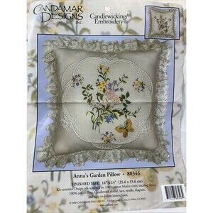 Candamar Designs ANNA'S GARDEN  Pillow Kit 14"x14" Candlewicking Embroidery